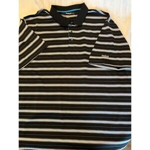 Reebok Golf Polo Mens Shirt 6XL‎ Short Sleeve Navy Blue /White Stripes